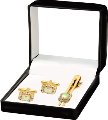 EXOTICA Fashions Metal Cufflink & Tie Pin Set(Gold)