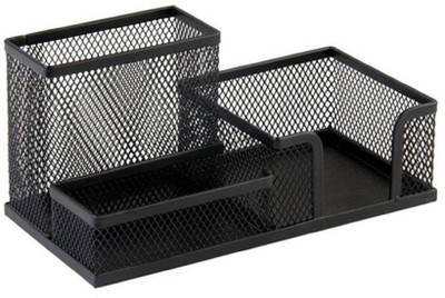 WOLBLIX 3 Compartments Metal Desk Organizer(Black)