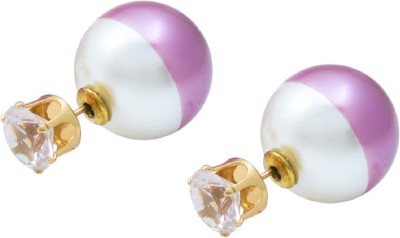 MissMister Alloy Purple And White Double Side CZ Stud Fashion Earring Cubic Zirconia Brass Stud Earring