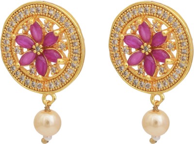 MissMister Gold plated Imitation Diamond and Pearl studded Fashion Earrings Cubic Zirconia Brass Stud Earring