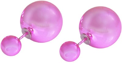 MissMister Pink pearl Metallic Double side Earring Faux Pearls stud Earrings Pearl Brass Stud Earring