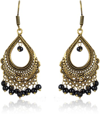 Waama Jewels Oxidized Chandbali Earring Traditional Jewellery for Women & Girls Pearl Brass Chandbali Earring