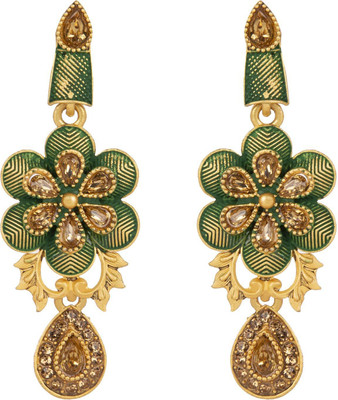 JEWELS GURU Bollywood Diva Style Cubic Zirconia Alloy Chandbali Earring