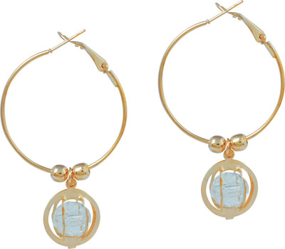 Dzinetrendz Round cage White CZ entrapped Rose Gold plated Hoop Bali Earring Cubic Zirconia Brass Hoop Earring Cubic Zirconia Brass Hoop Earring
