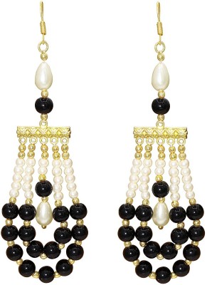 MissMister Gold Finish White And Black Pearl Drop Fashion Earrings Pearl Brass Drops & Danglers
