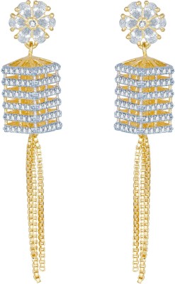 LUXOR American Diamond Dangler Tassel with Long Chain Diamond Alloy Tassel Earring