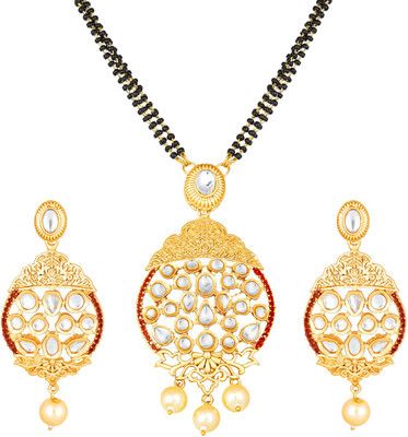AADITA Metal, Alloy Gold-plated Red, White Jewellery Set(Pack of 1)