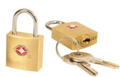 DOCOSS Set Of 2 -Brass USA TSA Approved With Keys Small Bag luggage Lock(Gold)