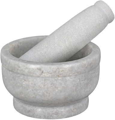 eGharonda White Marble Imam Dasta /Mortar and Pestle Set/Ohkli Musal/Kharal/Idi Marble Masher