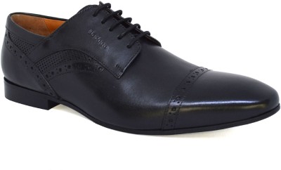 Bodega Real Leather Men Black Derby Shoes With Perforated Detailing Oxford For Men(Black)