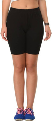 Ullas Solid Women Black Gym Shorts, Sports Shorts, Running Shorts, Cycling Shorts