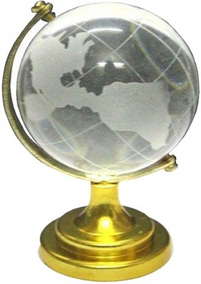 numeroastro Vastu Crystal Globe With Golden Stand For Good Luck Decorative Showpiece  -  8 cm(Crystal, Clear)