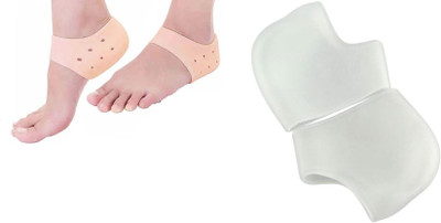 H D Enterprise Gel Heel Socks Protector For Heel Anti-Crack Set, Anti Chapped, Crust, Rough Heel Support(White, Orange)