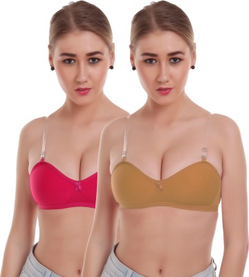 Alishan Demi bra Women T-Shirt Lightly Padded Bra(Pink, Beige)