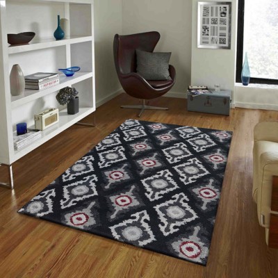 PRESTO Black Polyester Carpet(4 ft,  X 6 ft, Rectangle)