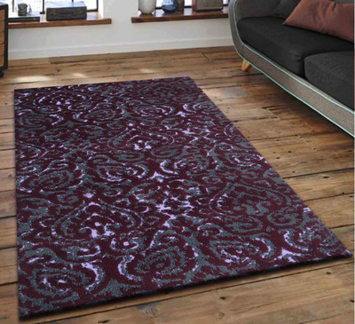 PRESTO Purple Polyester Carpet(4 ft,  X 6 ft, Rectangle)