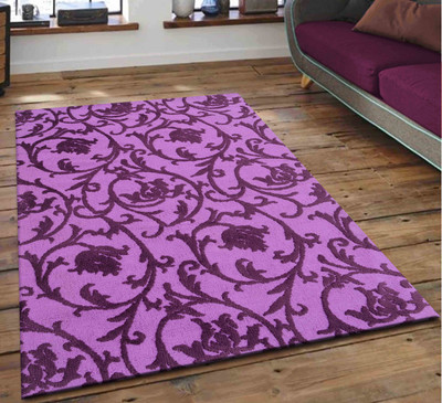 PRESTO Purple Polyester Carpet(4 ft,  X 6 ft, Rectangle)