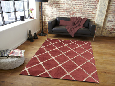 PRESTO Red Polyester Carpet(4 ft,  X 6 ft, Rectangle)