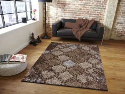 PRESTO Brown Polyester Carpet(4 ft,  X 6 ft, Rectangle)