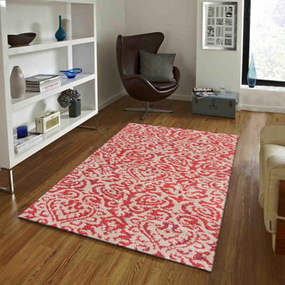 PRESTO Red Polyester Carpet(4 ft,  X 6 ft, Rectangle)