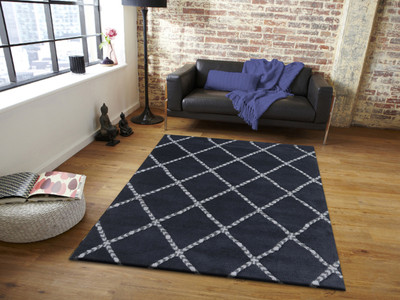 PRESTO Black Polyester Area Rug(3 ft,  X 5 ft, Rectangle)