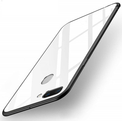 RKMG Book Cover for OPPO A7x, Oppo F9, OPPO F9 Pro | Luxurious Toughened Glass Back Shock Proof TPU Bumper Back Case(Shiny Glass White - 3D, 3D Case)