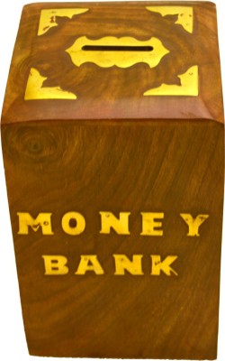 Santarms Handcrafted Wooden Coin Bank(Brown)