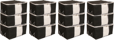 KUBER INDUSTRIES Underbed Storage Non Woven Underbed Storage Bag, Extra Large Set of 12 Pcs, Black CTSN050(Black)