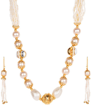 Bhana Jewells Alloy Gold-plated White, Gold Jewellery Set(Pack of 1)