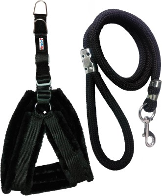 Petshop7 Nylon Dog Harness & Leash Dog Harness & Leash(Small, Black)