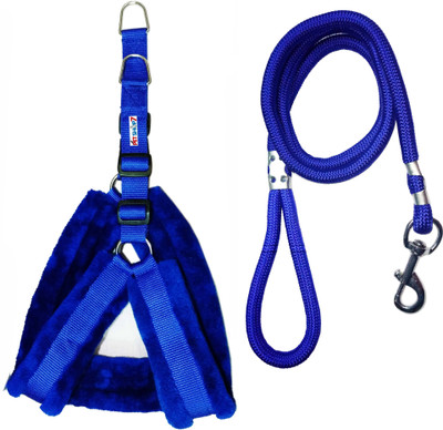 Petshop7 Nylon Dog Harness & Leash Dog Harness & Leash(Small, Blue)