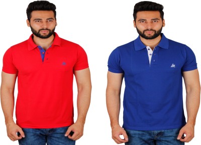 La Milano Solid Men Polo Neck Blue T-Shirt