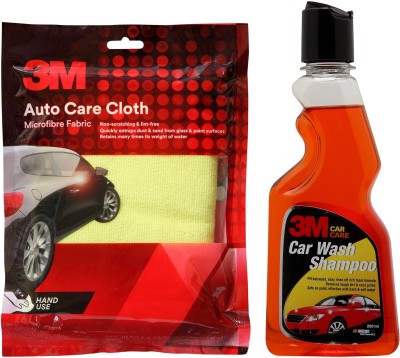 3M Microfiber Cloth and Car Shampoo (250 ml) Car Washing Liquid(250 ml)