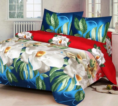 CLOUD INDIA 180 TC Microfiber Double Floral Flat Bedsheet(Pack of 3, Multicolor)