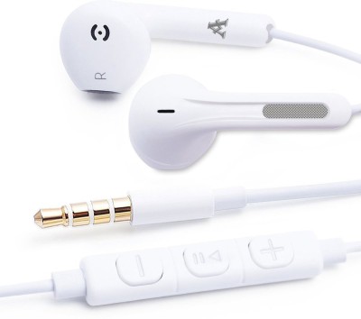 Voltegic ™ Earphones/Earbuds/Headsets Remote Control Mic Wired Headset(White, In the Ear)