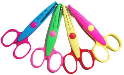 Paaroots Pack of 4 Art and Craft Zig zag Paper Shaper Craft Paper Scissor for DIY Art and Craft for kids Scissors(Set of 4, Multicolor)