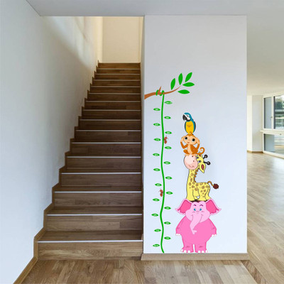 Decal O Decal 1 cm Wall Decals ' Height Measurement chart With Animals Self Adhesive Sticker(Pack of 1)
