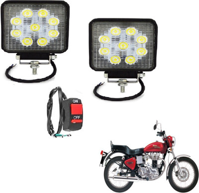 MOCKHE VLB-SQR9LD2P-83 Electra 4S Headlight Motorbike LED for Royal Enfield (12 V, 27 W)(Universal For Bike, Pack of 2)