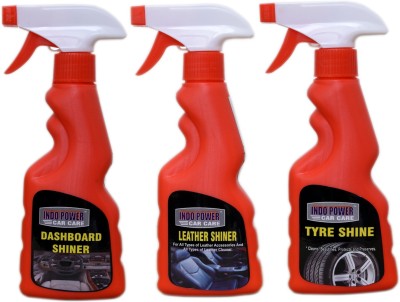 INDOPOWER EXTRA POWER50-LEATHER SHINER SPRAY 250ml.+DASHBOARD SHINER SPRAY 250ml.+TYRE SHINER SPRAY 250ml. 750 g Wheel Tire Cleaner(Pack of 3)