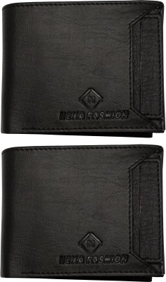 NEXA FASHION Men Casual Black Artificial Leather Wallet(5 Card Slots, Pack of 2)