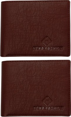 NEXA FASHION Men Casual Brown Artificial Leather Wallet(5 Card Slots, Pack of 2)