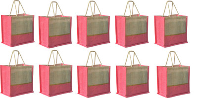 

AGGDA Economic Jute Burlap Pink color Medium Size Complementary Bags Waterproof Multipurpose Bag(Pink, 16 L)