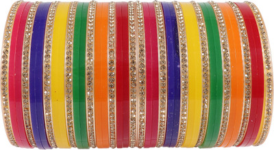 Zulka Get Your Traditions Plastic Zircon Bangle Set(Pack of 38)