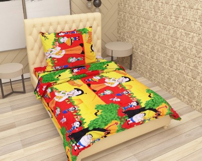 Bhagwati Handloom 185 TC Cotton Single Cartoon Flat Bedsheet(Pack of 1, Multicolor)