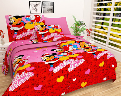 Brother handloom 180 TC Microfiber Double Printed Flat Bedsheet(Pack of 3, Multicolor)