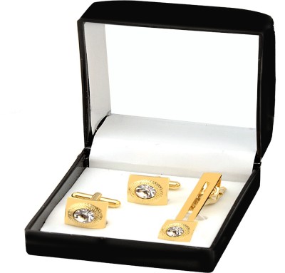 EXOTICA Fashions Metal Cufflink & Tie Pin Set(Gold)