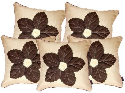 indoAmor Floral Cushions Cover(Pack of 5, 40.64 cm*40.64 cm, Beige)