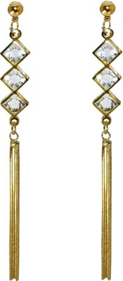 Anish Golden earrings Diamond earrings long in golden colour for women and girls Crystal Alloy Drops & Danglers