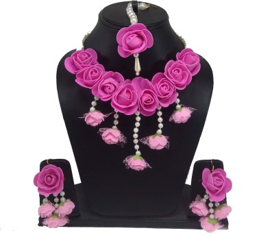 style revolver Fabric Pink, White Jewellery Set(Pack of 1)