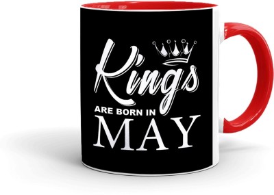 MUGKIN Kings are born in May, Best Birthday Gift , Inner Red-IR42 Ceramic Coffee Mug(350 ml)